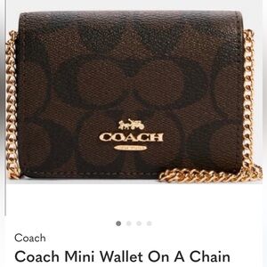 Coach Mini Wallet on Chain in Signature Canvas